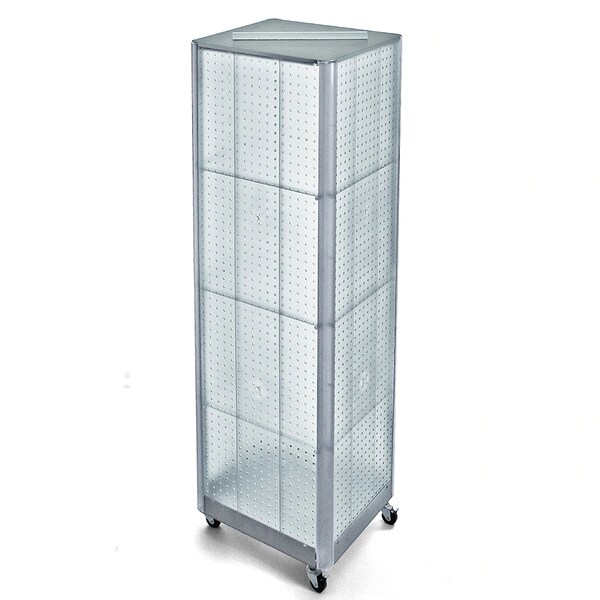 Azar Displays 4-Sided Pegboard Floor Wheeled Display Panel Size:16"W x 64.25"H 700406-CLR - main